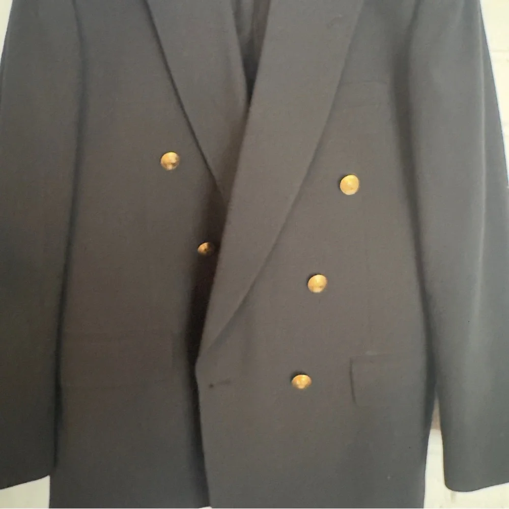 Vintage Perry Ellis Double-Breasted Navy Blazer 40R - Picture 3 of 9